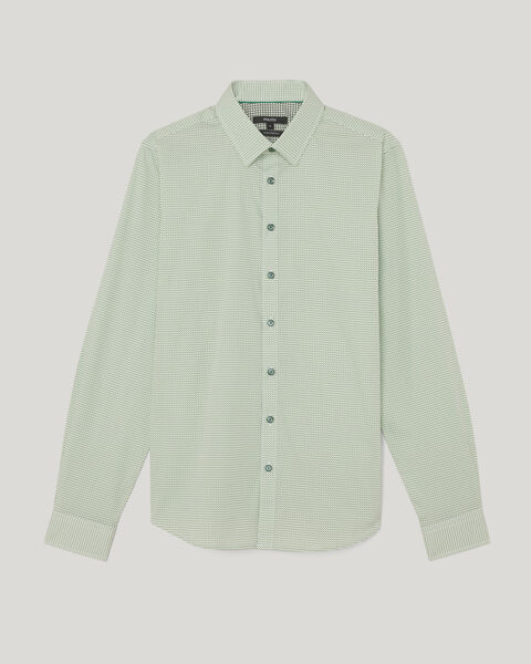 Herringbone Geo Print Long Sleeve Shirt, Green, hi-res